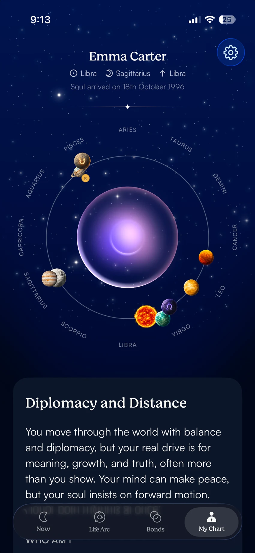 Anantya personal birth chart screen